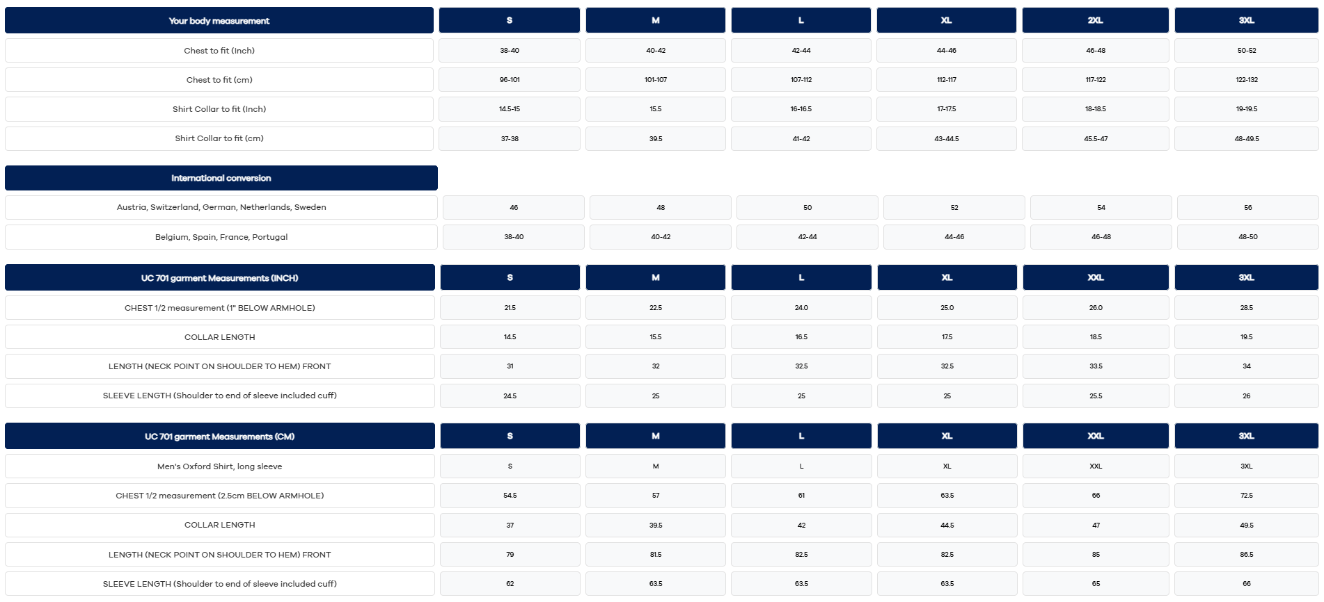 Size Chart